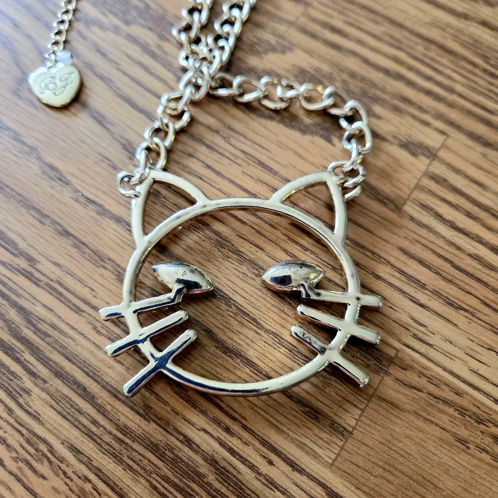 BETSEY JOHNSON "Just Kitten" Crystal Necklace WHIMSICAL! - Picture 5 of 8